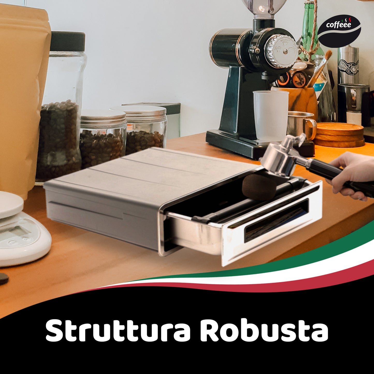 Bastone per Cassetti del Caffè Ø30mm x 342mm con Ganci – Universale Made in Italy