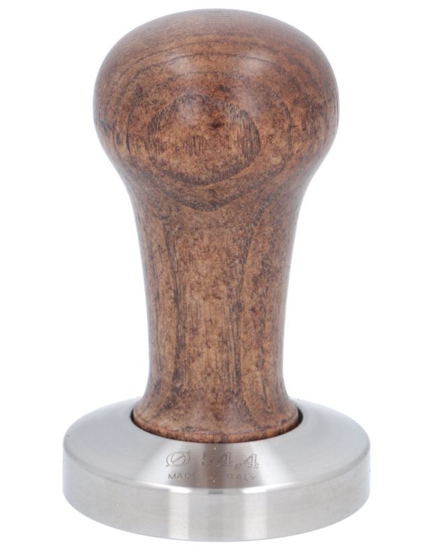 COFFEEE – Pressino Caffè Ø 54,4 mm in Legno Marrone | Base Piatta, Made in Italy, Tamper Elegante e Robusto per Espresso Perfetto