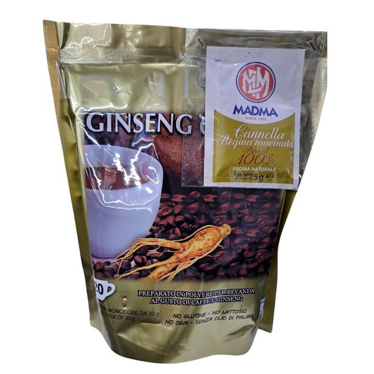 COFFEEE – Caffè al ginseng in stick 2 confezioni 20+20 stick da 20gr con bustina di cannella pura in regalo | Bevanda solubile gusto intenso