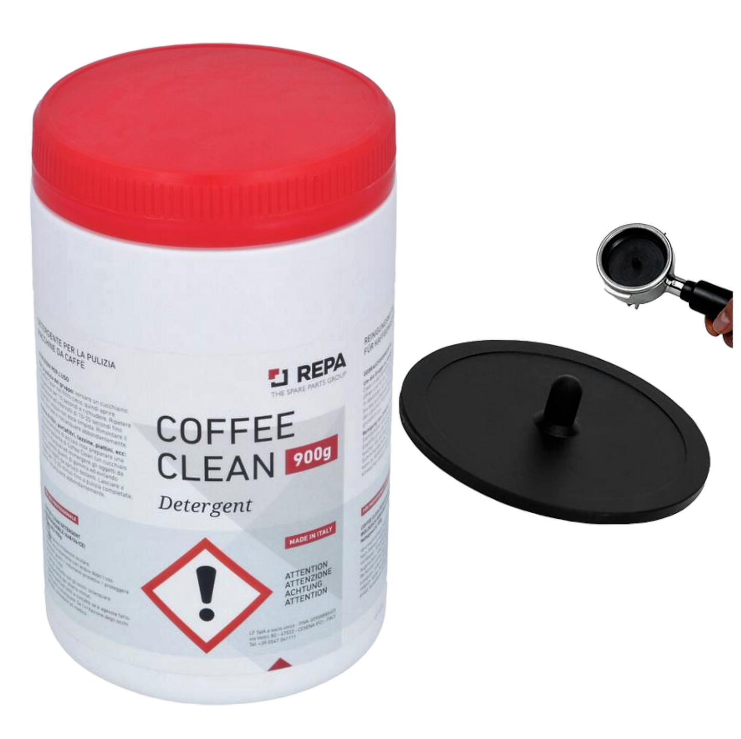 Manutenzione di Qualità con COFFEEE: 2 Filtri Ciechi e 1 Detergente Coffee Clean da 900gr per una Macchina da Caffè Impeccabile