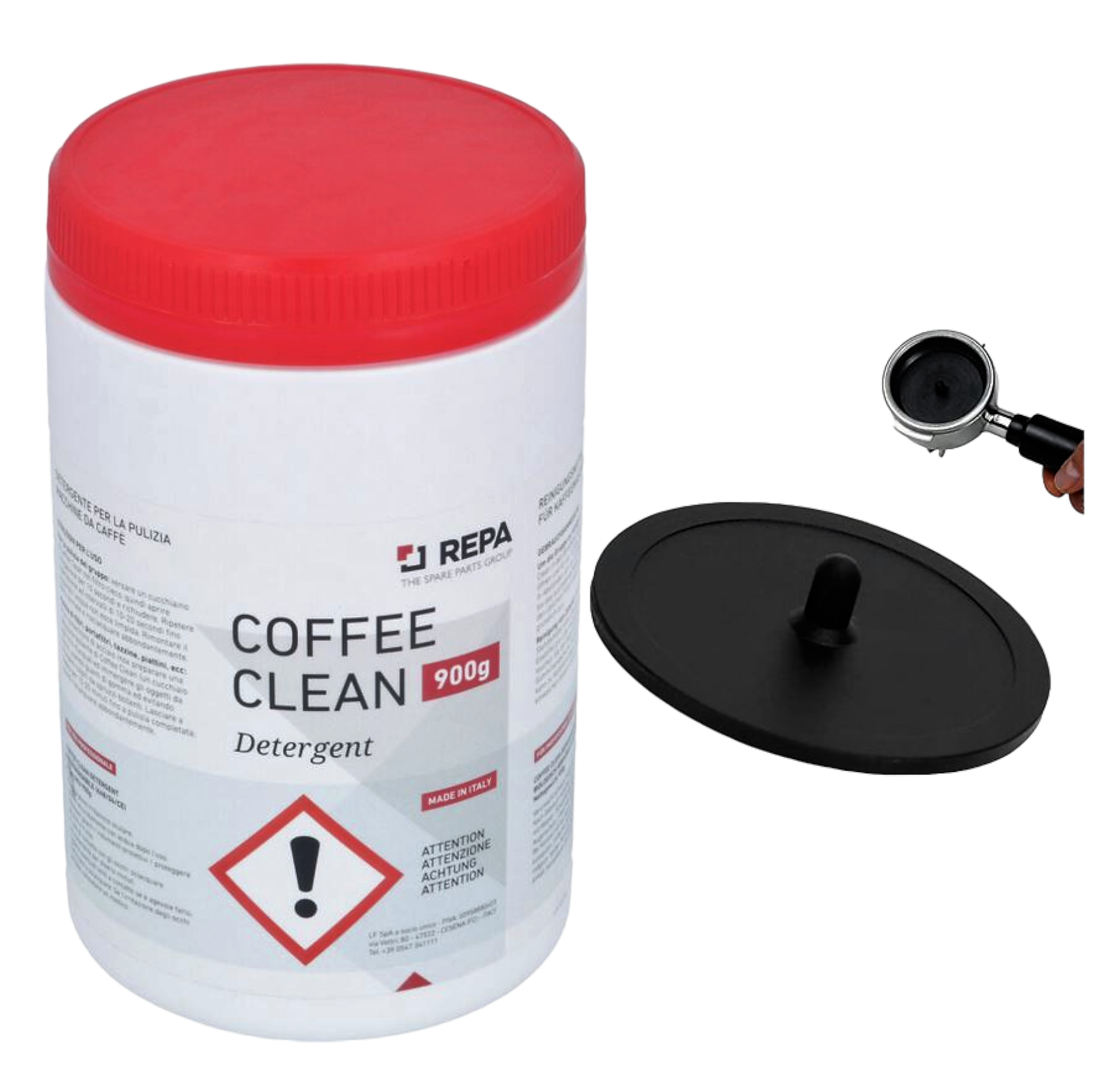 Manutenzione di Qualità con COFFEEE: 2 Filtri Ciechi e 1 Detergente Coffee Clean da 900gr per una Macchina da Caffè Impeccabile