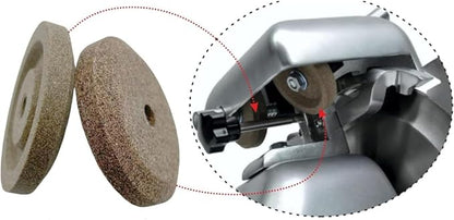 Coppia smerigli per affettatrice Ø40 mm – grana fine + grana grossa – altezza 8 mm – foro 6 mm